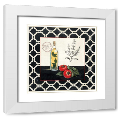 Basil and Tomatoes White Modern Wood Framed Art Print with Double Matting by Fabiano, Marco