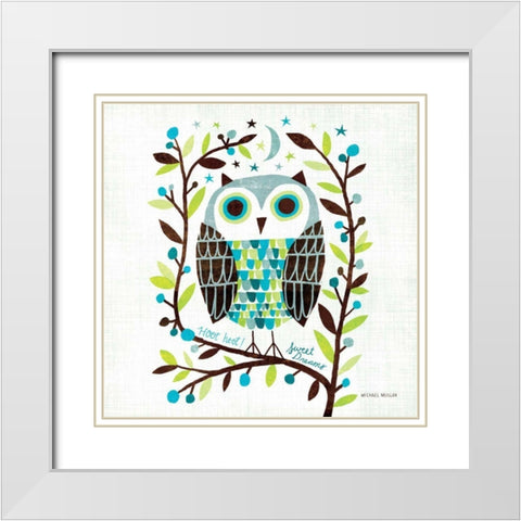 Night Owl I Square White Modern Wood Framed Art Print with Double Matting by Mullan, Michael