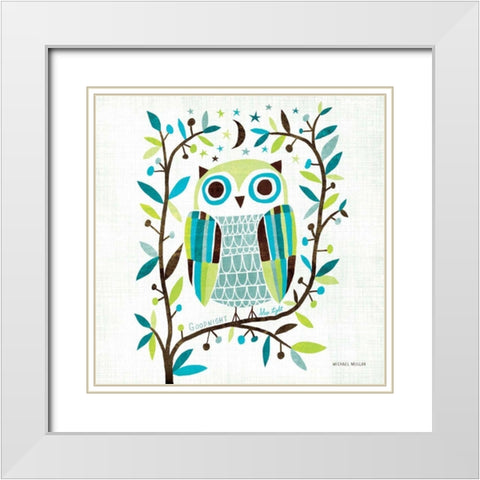Night Owl II Square White Modern Wood Framed Art Print with Double Matting by Mullan, Michael