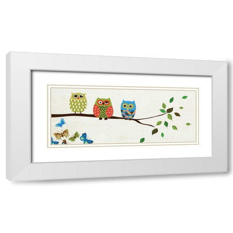 Good Night Owl White Modern Wood Framed Art Print with Double Matting by Wild Apple Portfolio