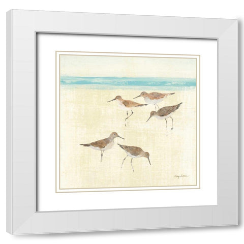 Sandpipers Square II White Modern Wood Framed Art Print with Double Matting by Tillmon, Avery