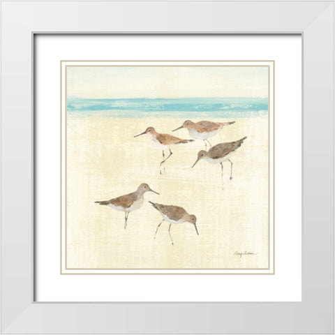 Sandpipers Square II White Modern Wood Framed Art Print with Double Matting by Tillmon, Avery