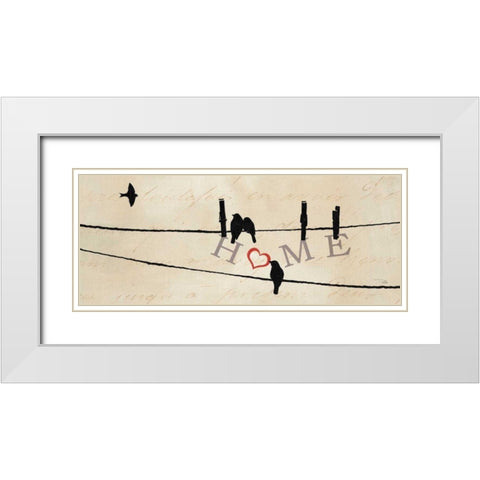 Bird at Heart I White Modern Wood Framed Art Print with Double Matting by Pela