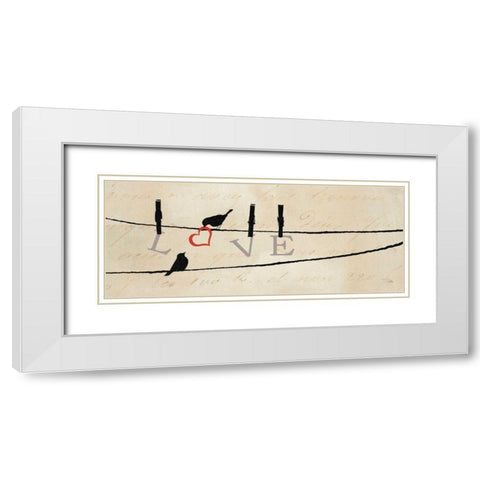 Bird at Heart II White Modern Wood Framed Art Print with Double Matting by Pela