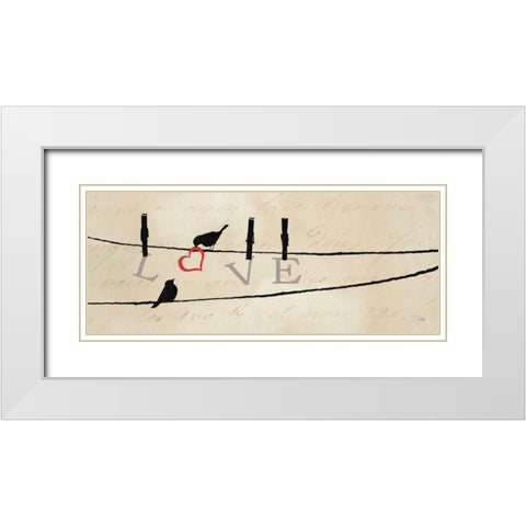 Bird at Heart II White Modern Wood Framed Art Print with Double Matting by Pela