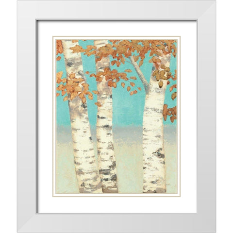 Golden Birches II White Modern Wood Framed Art Print with Double Matting by Wiens, James