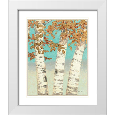 Golden Birches III White Modern Wood Framed Art Print with Double Matting by Wiens, James