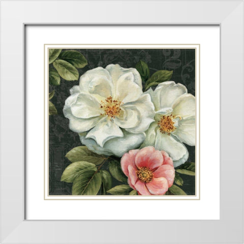 Floral Damask III White Modern Wood Framed Art Print with Double Matting by Audit, Lisa
