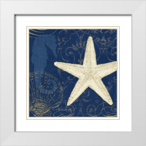 Coastal Moonlight I Teal White Modern Wood Framed Art Print with Double Matting by Pela Studio