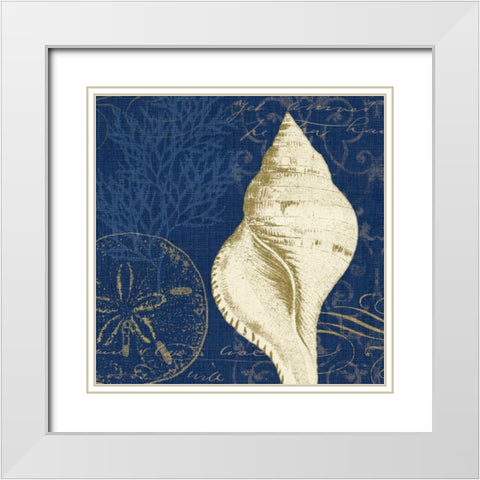 Coastal Moonlight IV Teal White Modern Wood Framed Art Print with Double Matting by Pela Studio