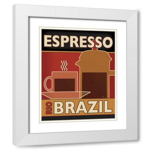 Deco Coffee I White Modern Wood Framed Art Print with Double Matting by Pela Studio