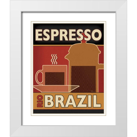 Deco Coffee I White Modern Wood Framed Art Print with Double Matting by Pela Studio