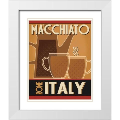 Deco Coffee II White Modern Wood Framed Art Print with Double Matting by Pela Studio