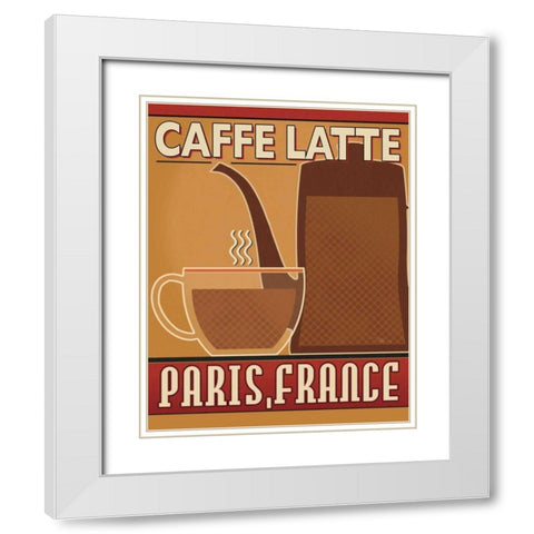 Deco Coffee III White Modern Wood Framed Art Print with Double Matting by Pela Studio