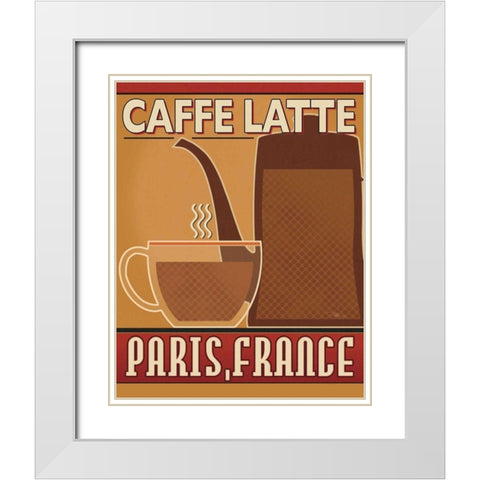 Deco Coffee III White Modern Wood Framed Art Print with Double Matting by Pela Studio