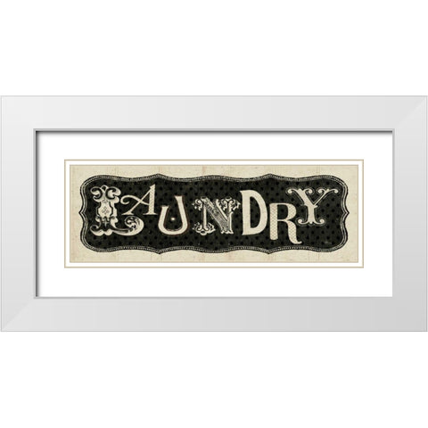 Room Signs I - Laundry White Modern Wood Framed Art Print with Double Matting by Pela Studio