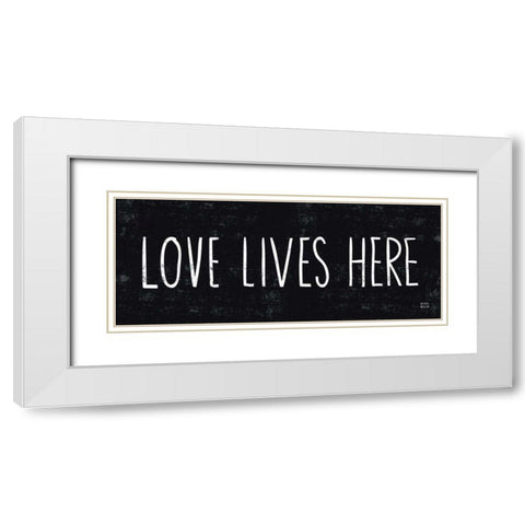 Love Lives Here White Modern Wood Framed Art Print with Double Matting by Mullan, Michael