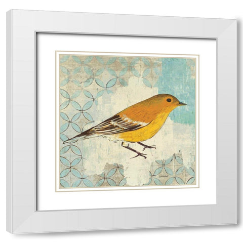 Pine Warbler White Modern Wood Framed Art Print with Double Matting by Lovell, Kathrine