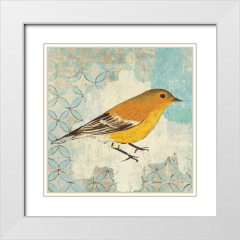 Pine Warbler White Modern Wood Framed Art Print with Double Matting by Lovell, Kathrine