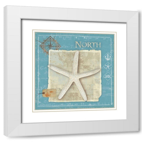 Points North White Modern Wood Framed Art Print with Double Matting by Aldrich, Belinda