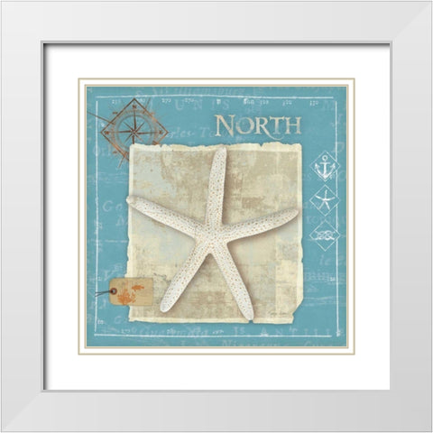 Points North White Modern Wood Framed Art Print with Double Matting by Aldrich, Belinda