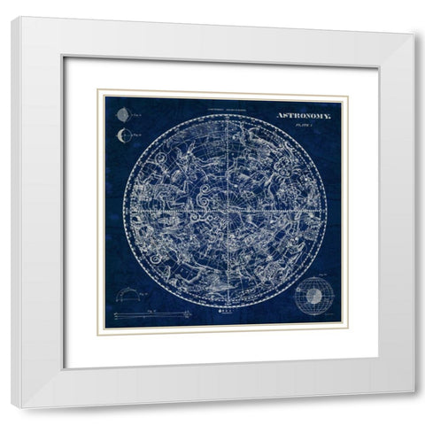 Celestial Blueprint White Modern Wood Framed Art Print with Double Matting by Schlabach, Sue