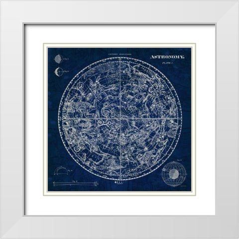 Celestial Blueprint White Modern Wood Framed Art Print with Double Matting by Schlabach, Sue