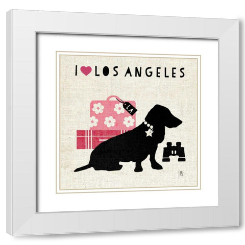 LA Pooch White Modern Wood Framed Art Print with Double Matting by Studio Mousseau