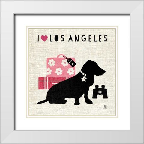 LA Pooch White Modern Wood Framed Art Print with Double Matting by Studio Mousseau