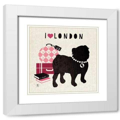 London Pooch White Modern Wood Framed Art Print with Double Matting by Studio Mousseau