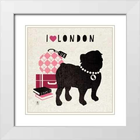 London Pooch White Modern Wood Framed Art Print with Double Matting by Studio Mousseau