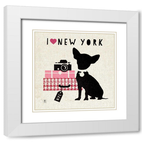 NY Pooch White Modern Wood Framed Art Print with Double Matting by Studio Mousseau