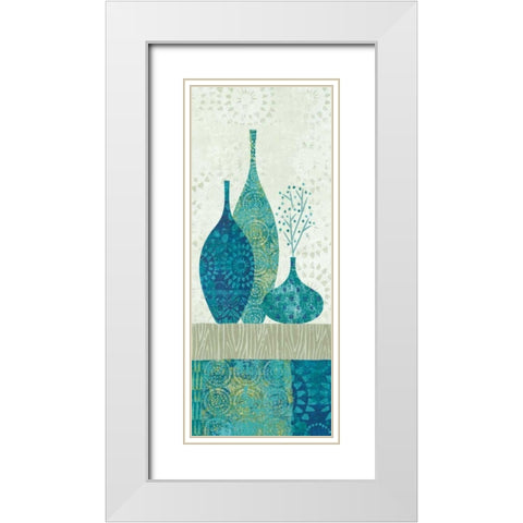 Blue Spice Stripe Panel II White Modern Wood Framed Art Print with Double Matting by Wild Apple Portfolio