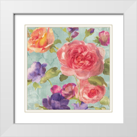 Watercolor Floral I on Grey White Modern Wood Framed Art Print with Double Matting by Nai, Danhui