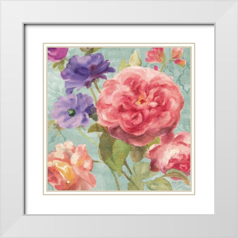 Watercolor Floral II on Grey White Modern Wood Framed Art Print with Double Matting by Nai, Danhui