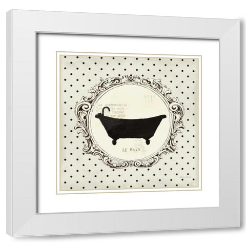 Cartouche Bath White Modern Wood Framed Art Print with Double Matting by Adams, Emily