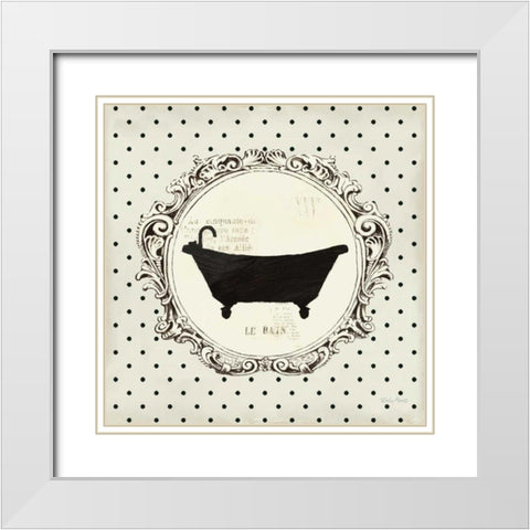 Cartouche Bath White Modern Wood Framed Art Print with Double Matting by Adams, Emily