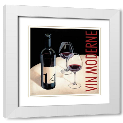 Vin Moderne V White Modern Wood Framed Art Print with Double Matting by Fabiano, Marco