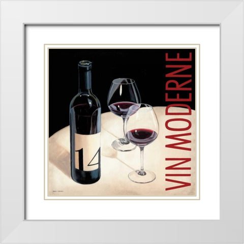 Vin Moderne V White Modern Wood Framed Art Print with Double Matting by Fabiano, Marco