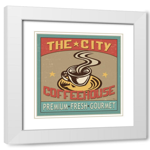 Coffeehouse I White Modern Wood Framed Art Print with Double Matting by Pela Studio