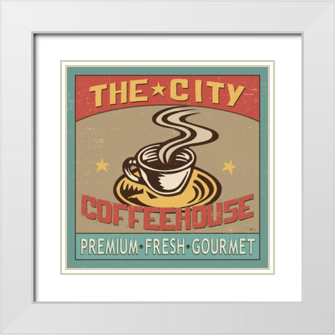 Coffeehouse I White Modern Wood Framed Art Print with Double Matting by Pela Studio