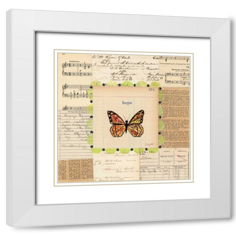 Hope Butterfly White Modern Wood Framed Art Print with Double Matting by Prahl, Courtney