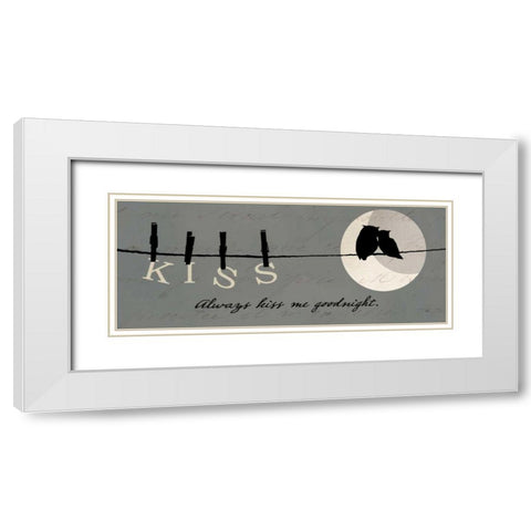 Moon Lovers II White Modern Wood Framed Art Print with Double Matting by Pela