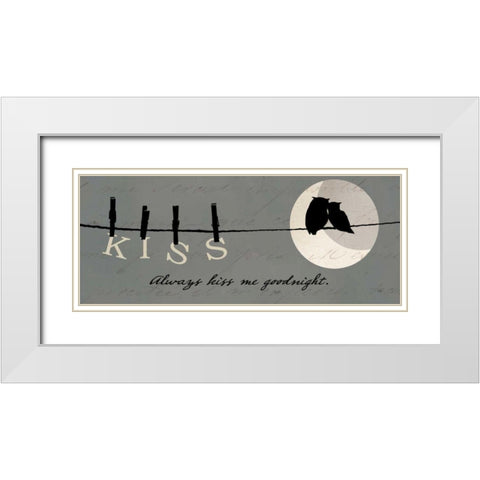 Moon Lovers II White Modern Wood Framed Art Print with Double Matting by Pela