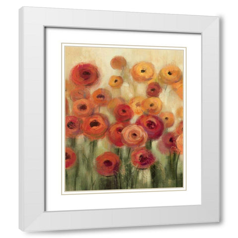 Ranunculi Field II White Modern Wood Framed Art Print with Double Matting by Vassileva, Silvia