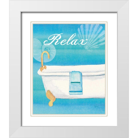 Seashells Spa II No Border White Modern Wood Framed Art Print with Double Matting by Charron, Veronique