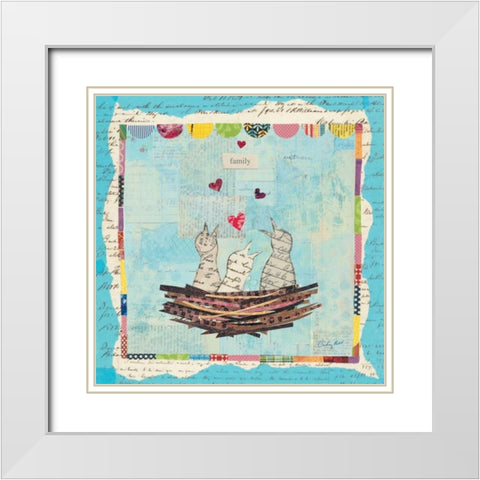 Blue Love Birds Square White Modern Wood Framed Art Print with Double Matting by Prahl, Courtney