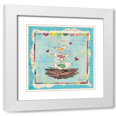 Family of Love Birds Square White Modern Wood Framed Art Print with Double Matting by Prahl, Courtney