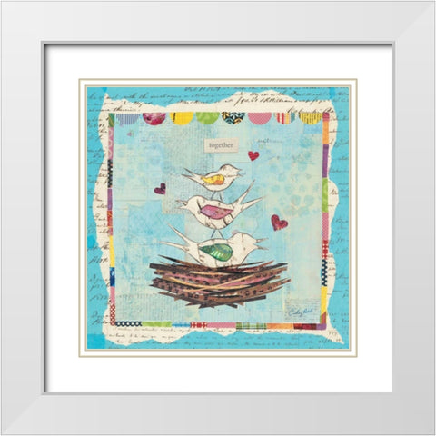 Family of Love Birds Square White Modern Wood Framed Art Print with Double Matting by Prahl, Courtney