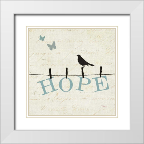 Bird Talk I White Modern Wood Framed Art Print with Double Matting by Pela Studio
